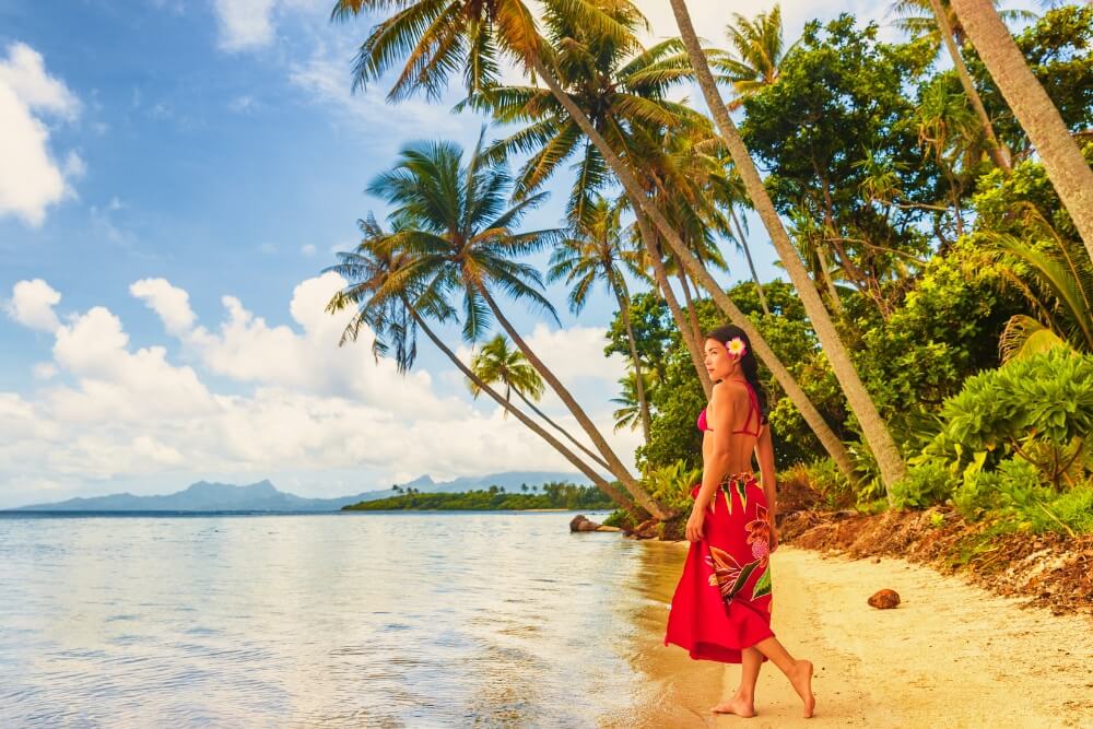 Women wearing sarong skirts on beach Women wearing sarong skirts on beach